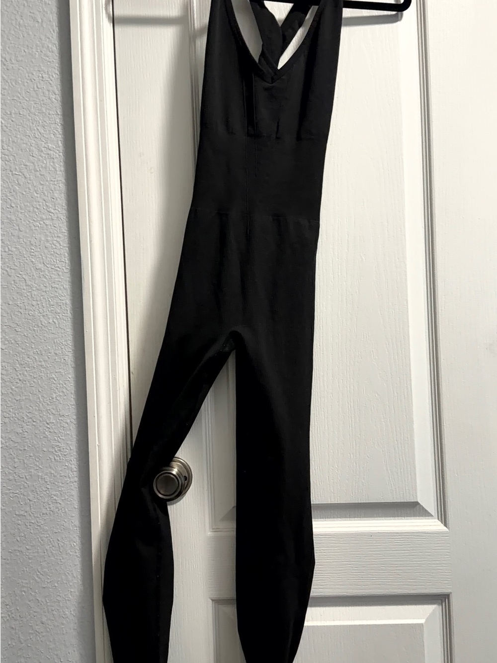 SHEIN Black V-Neck Slim Activewear onesie